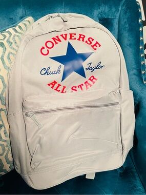 Converse Go 2 Backpack Gray Chuck Taylor All Star Logo School Book bag NWT 18”